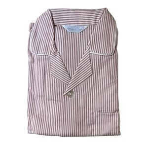 Permanent Press Flannel Button Up Pajama Shirt Men Medium NWT Pinstripe Fleece